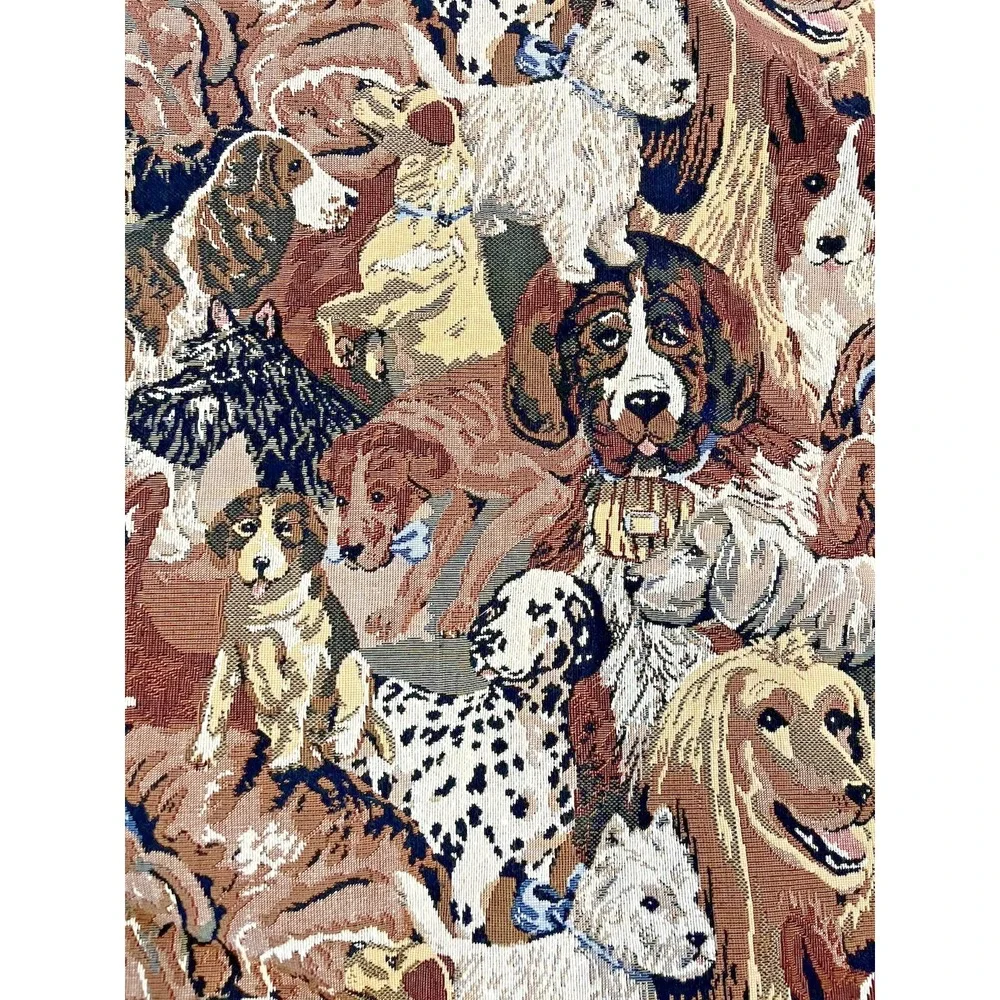 Tapestry Dog Print Fabric Remnant Piece See Pictures for Measurements Vintage
